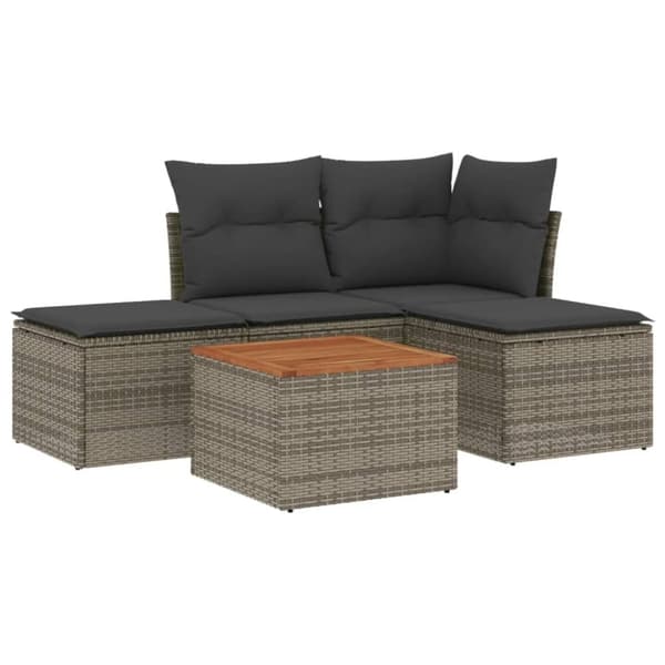 vidaXL sofasæt 5 dele med hynder polyrattan grå
