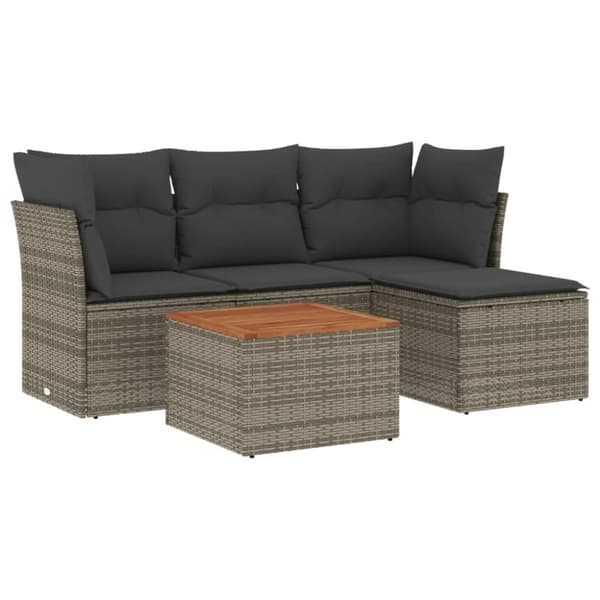 vidaXL sofasæt 5 dele med hynder polyrattan grå