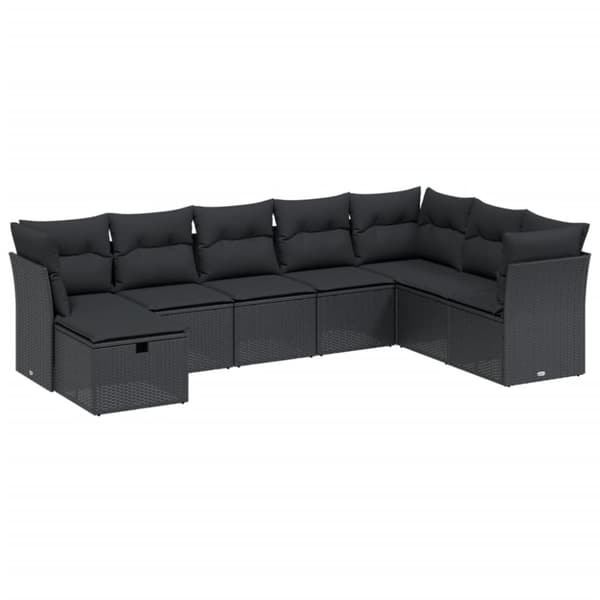 vidaXL sofasæt til haven 8 dele med hynder polyrattan sort