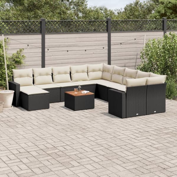 vidaXL sofasæt til haven 12 dele med hynder polyrattan sort