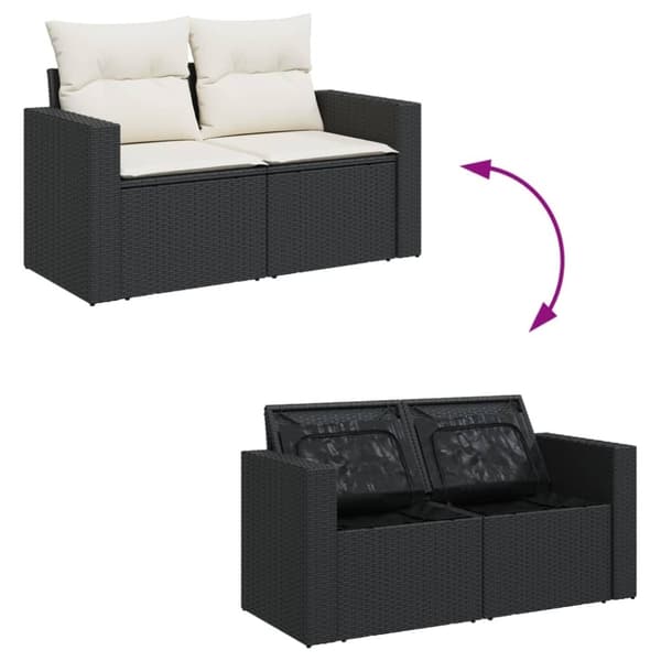 vidaXL sofasæt til haven 12 dele med hynder polyrattan sort