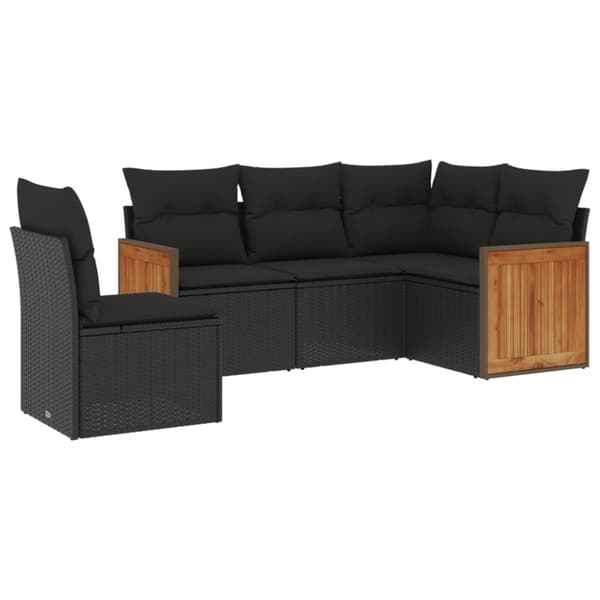 vidaXL sofasæt til haven 5 dele med hynder polyrattan sort