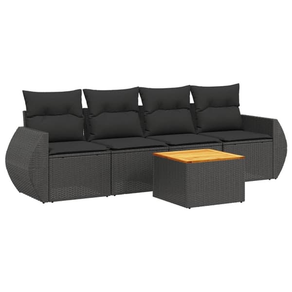 vidaXL sofasæt til haven 5 dele med hynder polyrattan sort