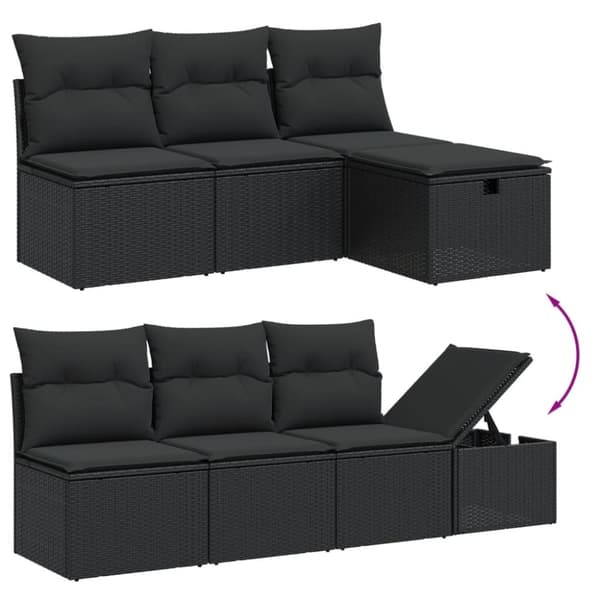 vidaXL sofasæt til haven 8 dele med hynder polyrattan sort