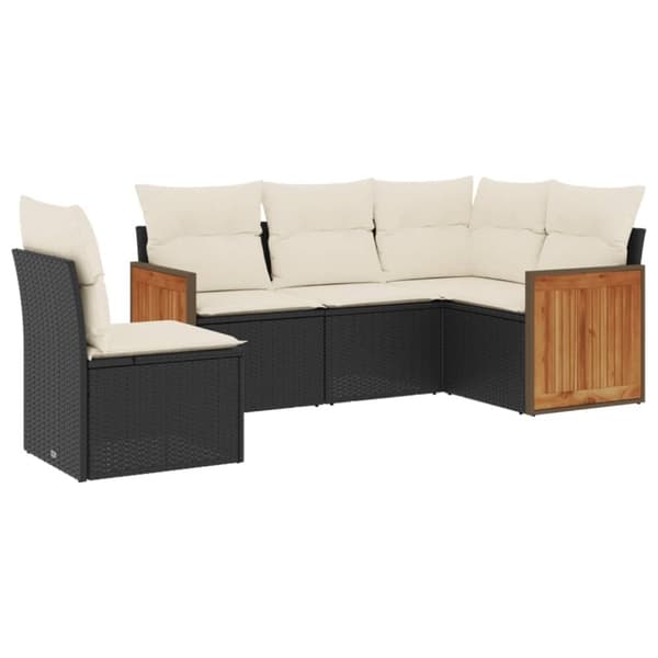 vidaXL sofasæt til haven 5 dele med hynder polyrattan sort