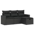 Miniatyrbillede 1 af 5: vidaXL sofasæt til haven 4 dele med hynder polyrattan sort