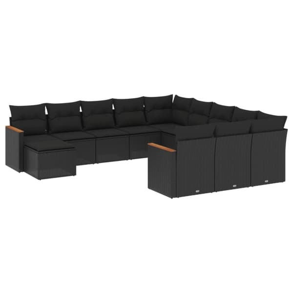 vidaXL sofasæt til haven 12 dele med hynder polyrattan sort