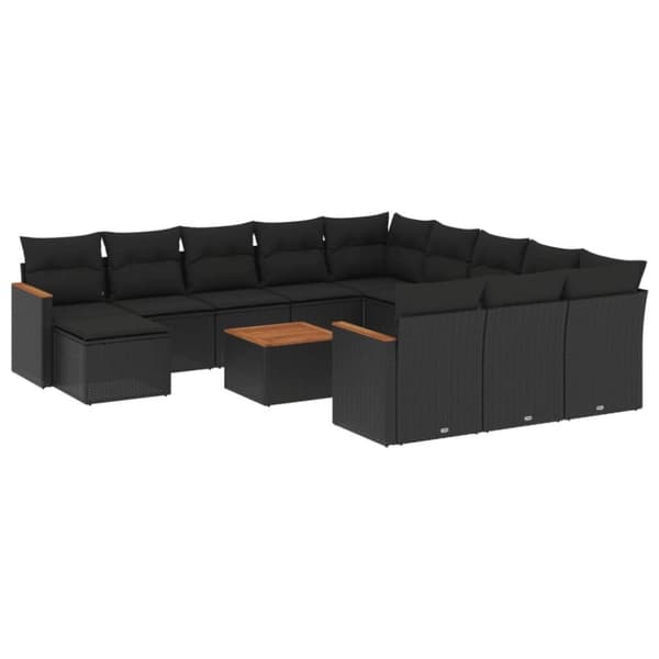 vidaXL sofasæt til haven 13 dele med hynder polyrattan sort