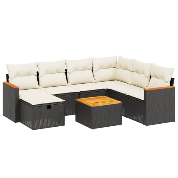 vidaXL sofasæt til haven 8 dele med hynder polyrattan sort