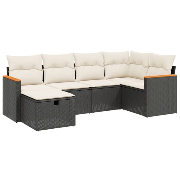 vidaXL sofasæt til haven 6 dele med hynder polyrattan sort