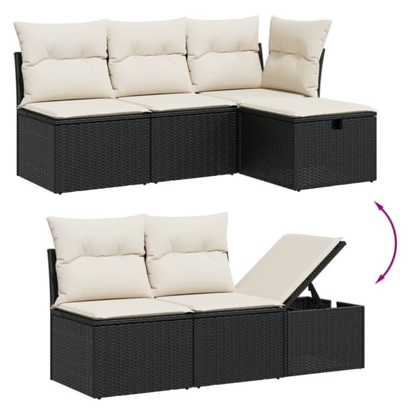 vidaXL sofasæt til haven 6 dele med hynder polyrattan sort