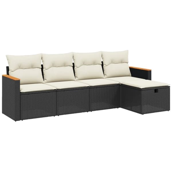 vidaXL sofasæt til haven 5 dele med hynder polyrattan sort