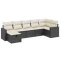 Miniatyrbillede 3 af 5: vidaXL sofasæt til haven 7 dele med hynder polyrattan sort