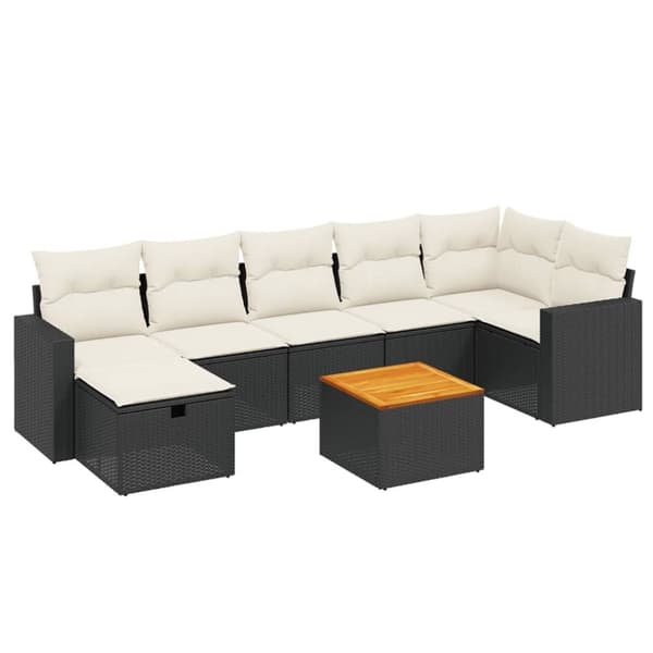 vidaXL sofasæt til haven 8 dele med hynder polyrattan sort