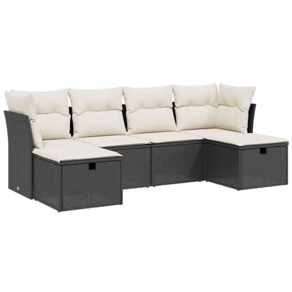 vidaXL sofasæt til haven 6 dele med hynder polyrattan sort