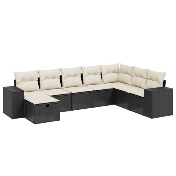 vidaXL sofasæt til haven 8 dele med hynder polyrattan sort