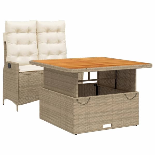 vidaXL spisebordssæt til haven 2 dele med hynder polyrattan beige