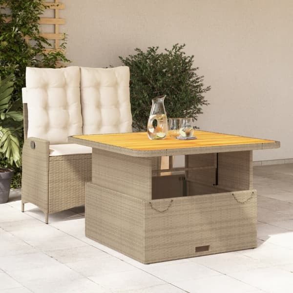 vidaXL spisebordssæt til haven 2 dele med hynder polyrattan beige