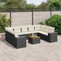 Miniatyrbillede 2 af 11: vidaXL sofasæt til haven 10 dele med hynder polyrattan sort