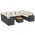 Miniatyrbillede 1 af 11: vidaXL sofasæt til haven 10 dele med hynder polyrattan sort