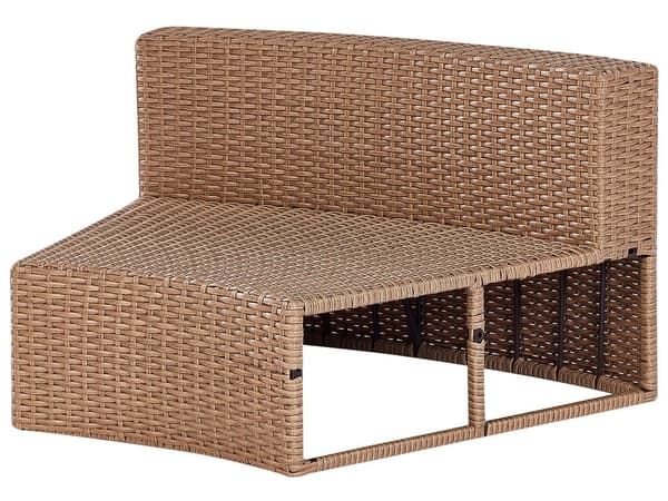 Hage loungesett Sand Beige PE Rotting U-formet 9-seters sofa Oppbevaringsboks Rundt bord Hvite puter Samtalesett for utendørsbruk