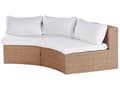 Miniatyrbild 5 av 11: Sandbeige Konstrotting U-formad 9-sits Vita Kuddar med Bord Utomhus Loungegrupp