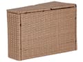 Miniatyrbild 8 av 11: Sandbeige Konstrotting U-formad 9-sits Vita Kuddar med Bord Utomhus Loungegrupp