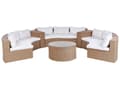 Miniatyrbild 1 av 11: Sandbeige Konstrotting U-formad 9-sits Vita Kuddar med Bord Utomhus Loungegrupp