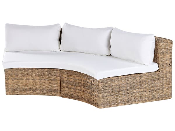 Loungegrupp Guldbrun Konstrotting U-formad 9-sits Vita Kuddar med Bord Utomhus