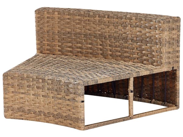 Loungegrupp Guldbrun Konstrotting U-formad 9-sits Vita Kuddar med Bord Utomhus