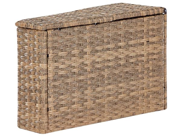 Loungegrupp Guldbrun Konstrotting U-formad 9-sits Vita Kuddar med Bord Utomhus
