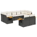 Miniatyrbillede 3 af 11: vidaXL sofasæt til haven 9 dele med hynder polyrattan sort