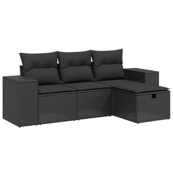 vidaXL sofasæt til haven 4 dele med hynder polyrattan sort