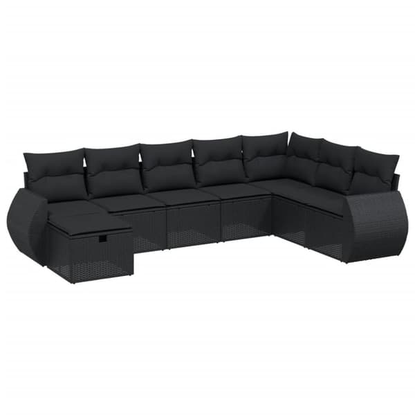 vidaXL sofasæt til haven 8 dele med hynder polyrattan sort