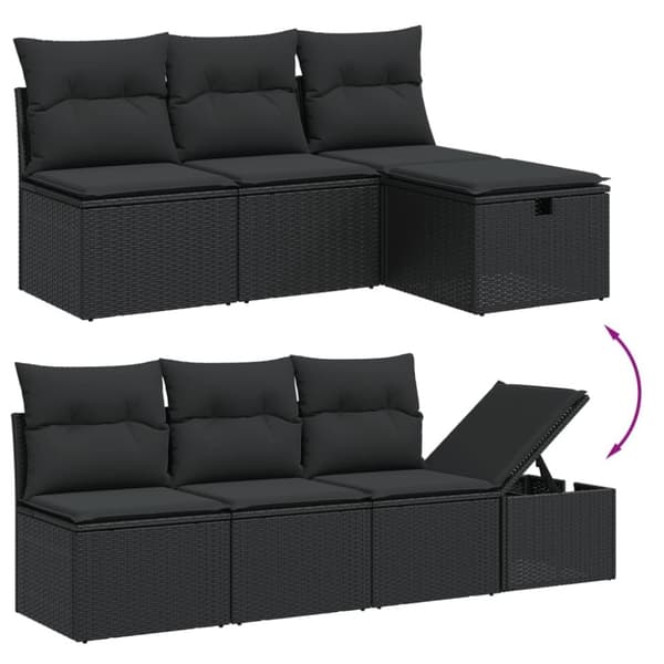 vidaXL sofasæt til haven 8 dele med hynder polyrattan sort