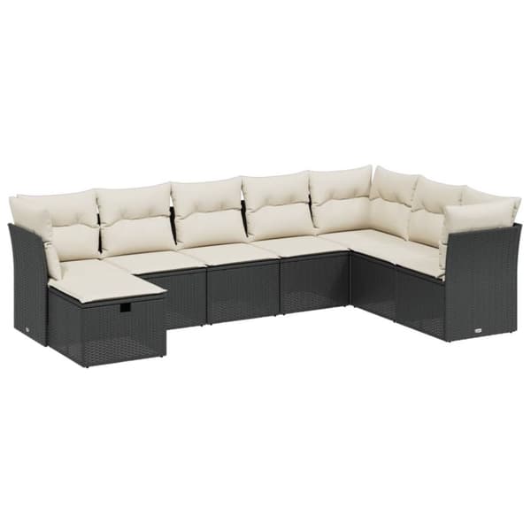 vidaXL sofasæt til haven 8 dele med hynder polyrattan sort