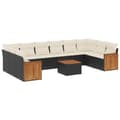 Miniatyrbillede 1 af 11: vidaXL sofasæt til haven 11 dele med hynder polyrattan sort