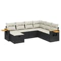 Miniatyrbillede 1 af 5: vidaXL sofasæt til haven 7 dele med hynder polyrattan sort