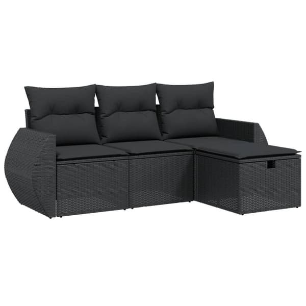 vidaXL sofasæt til haven 4 dele med hynder polyrattan sort