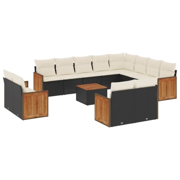vidaXL sofasæt til haven 13 dele med hynder polyrattan sort
