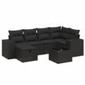 Miniatyrbillede 1 af 5: vidaXL sofasæt til haven 7 dele med hynder polyrattan sort