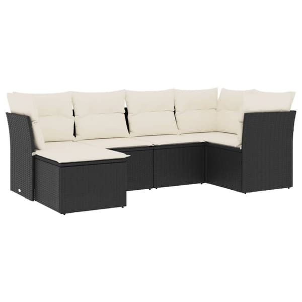vidaXL sofasæt til haven 6 dele med hynder polyrattan sort