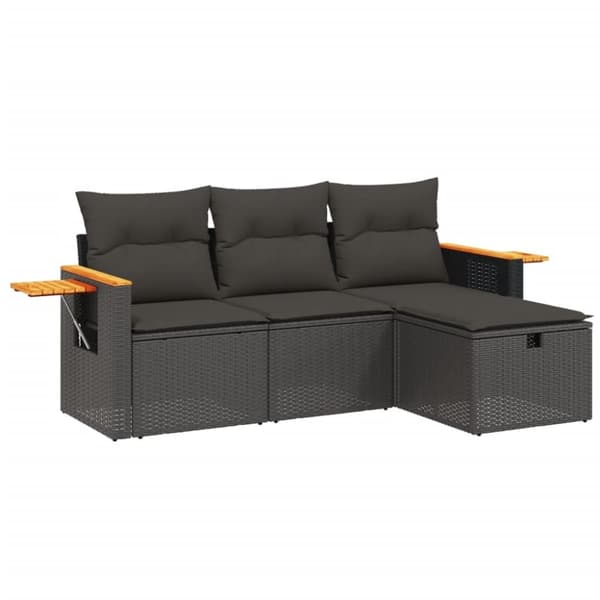 vidaXL sofasæt til haven 4 dele med hynder polyrattan sort