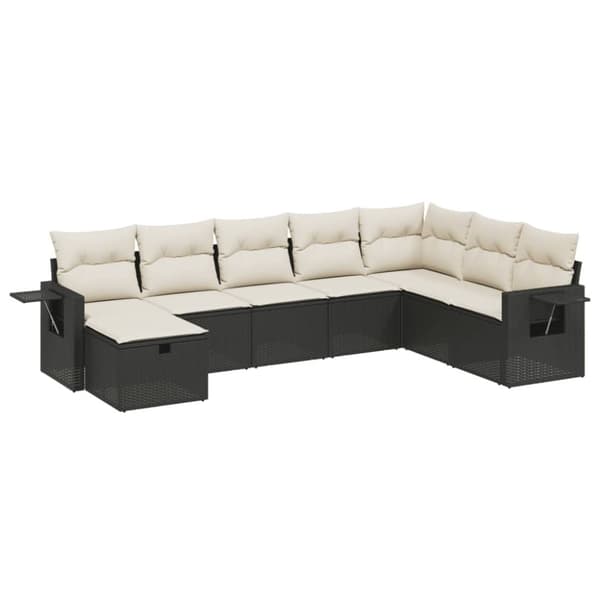 vidaXL sofasæt til haven 8 dele med hynder polyrattan sort