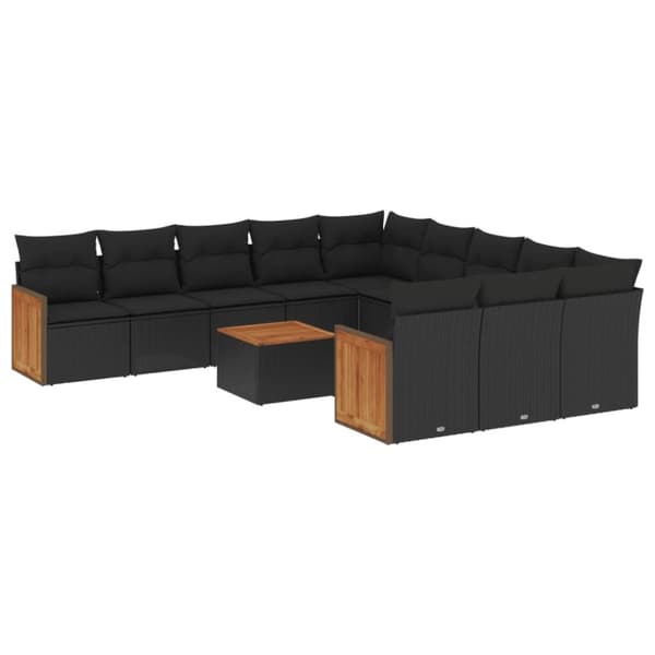 vidaXL sofasæt til haven 12 dele med hynder polyrattan sort