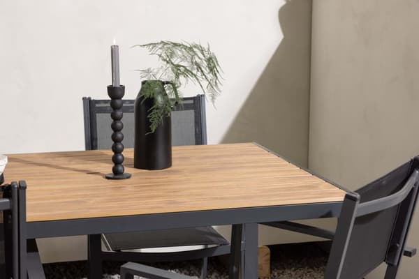 Break hagesett bord 90x150cm natur, 4 stoler Copacabana svart.