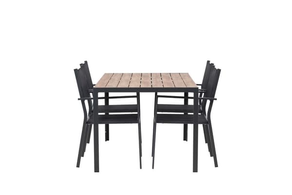 Break hagesett bord 90x150cm natur, 4 stoler Copacabana svart.