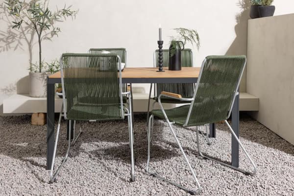 Break hagesett bord 90x150cm natur, 4 stoler Bois grønn.
