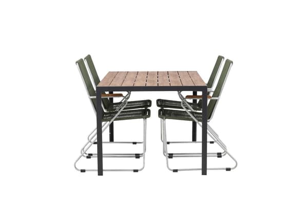 Break hagesett bord 90x150cm natur, 4 stoler Bois grønn.