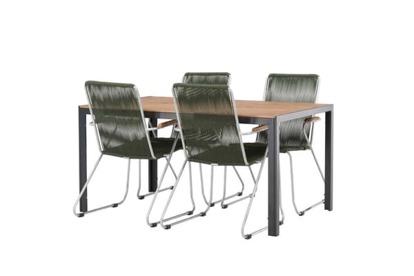 Break hagesett bord 90x150cm natur, 4 stoler Bois grønn.
